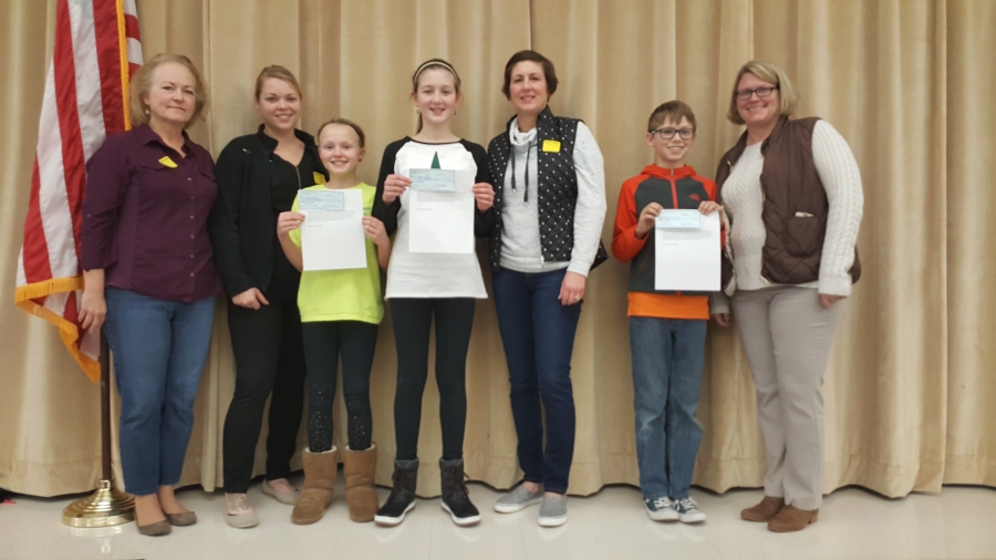 three students who won the VFW patriotic writing contest for Taylor Middle School.